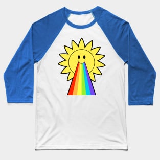 Smiley Sun Puking Rainbow Mental Health LGBT Baseball T-Shirt